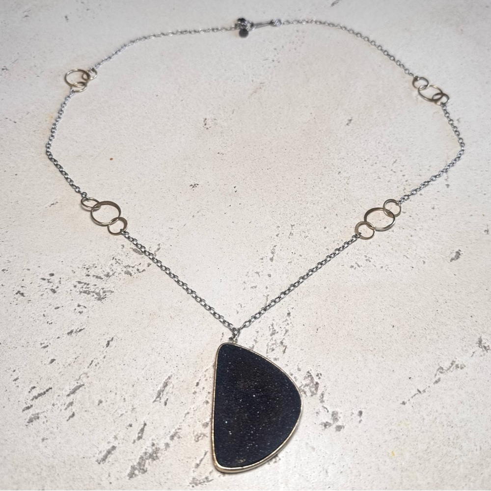 Lucky Brand Black Druzy Style Pendant Necklace